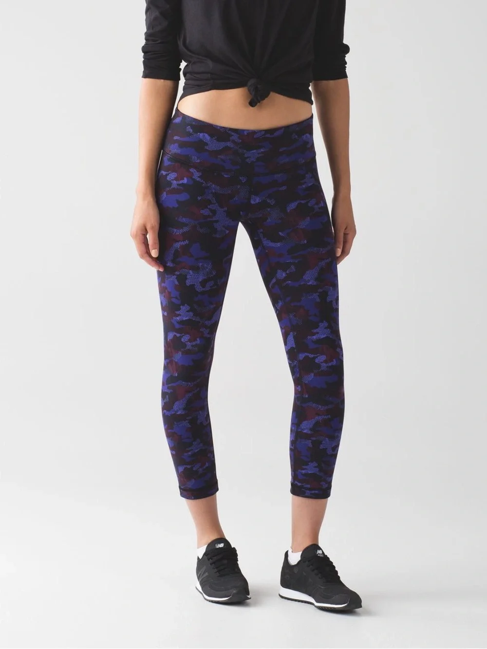 ✨Lululemon Wunder Under Crop III Hounds Camo Emperor Blue Black Leggings Size 10